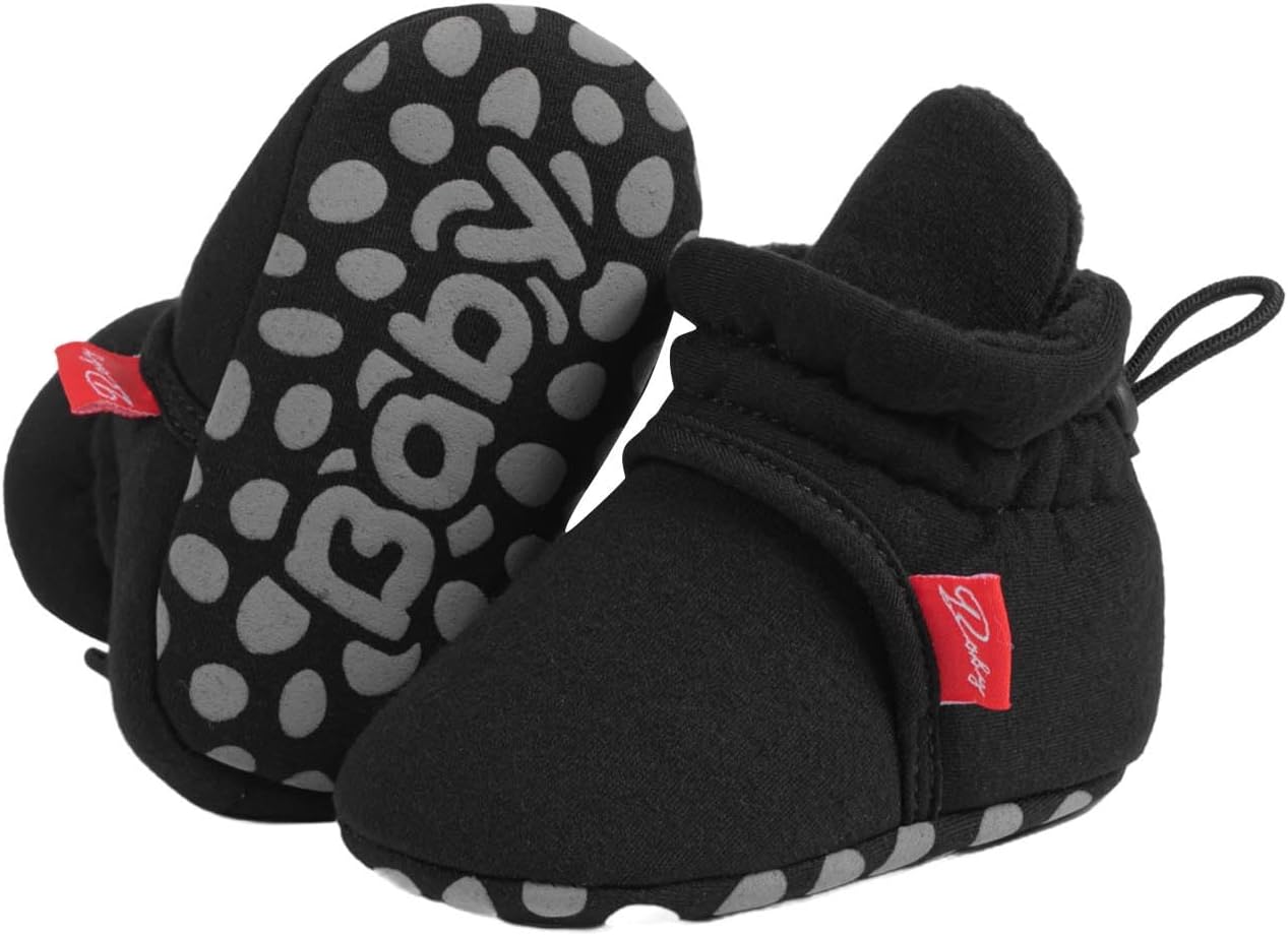 

Детские зимние носочки-ботинки Ctreela для первых шагов с противоскользящей резиновой подошвой, свитерные тапочки, вязаные милые кроссовки для малышей, черный