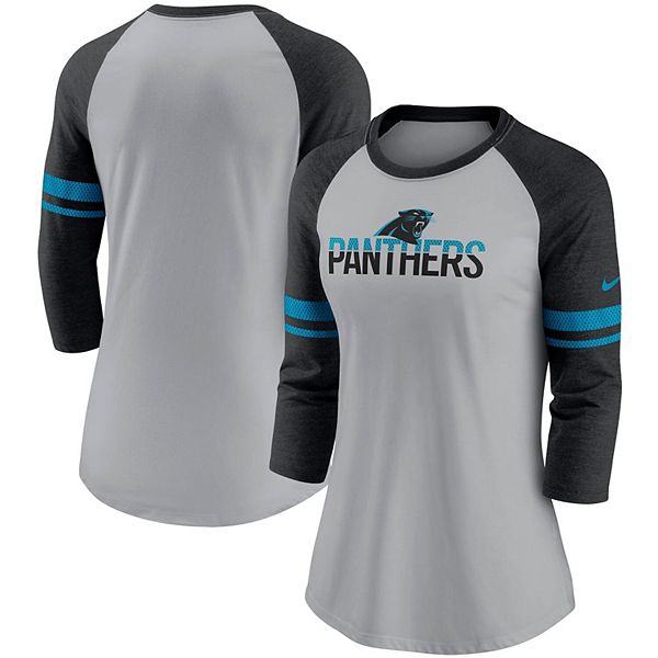 

Женская футболка с 3/4 рукавом Carolina Panthers в полоску, трикотаж heathered gray/black Nike, Черный, Женская футболка с 3/4 рукавом Carolina Panthers в полоску, трикотаж heathered gray/black Nike