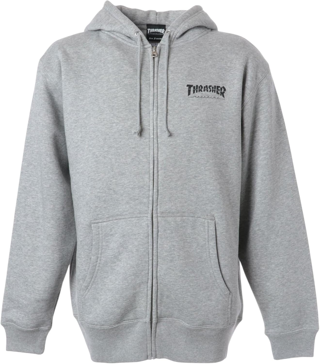 

Мужская толстовка Thrasher TH96604 на молнии с капюшоном (логотип бренда), классическая модель, серый