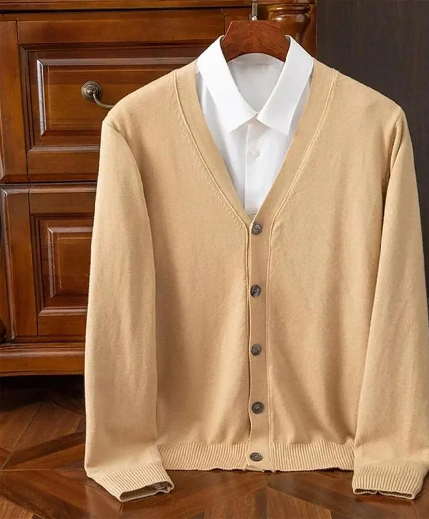 Мужской кардиган Slim Fit, вязаный V-образный вырез — фото 3