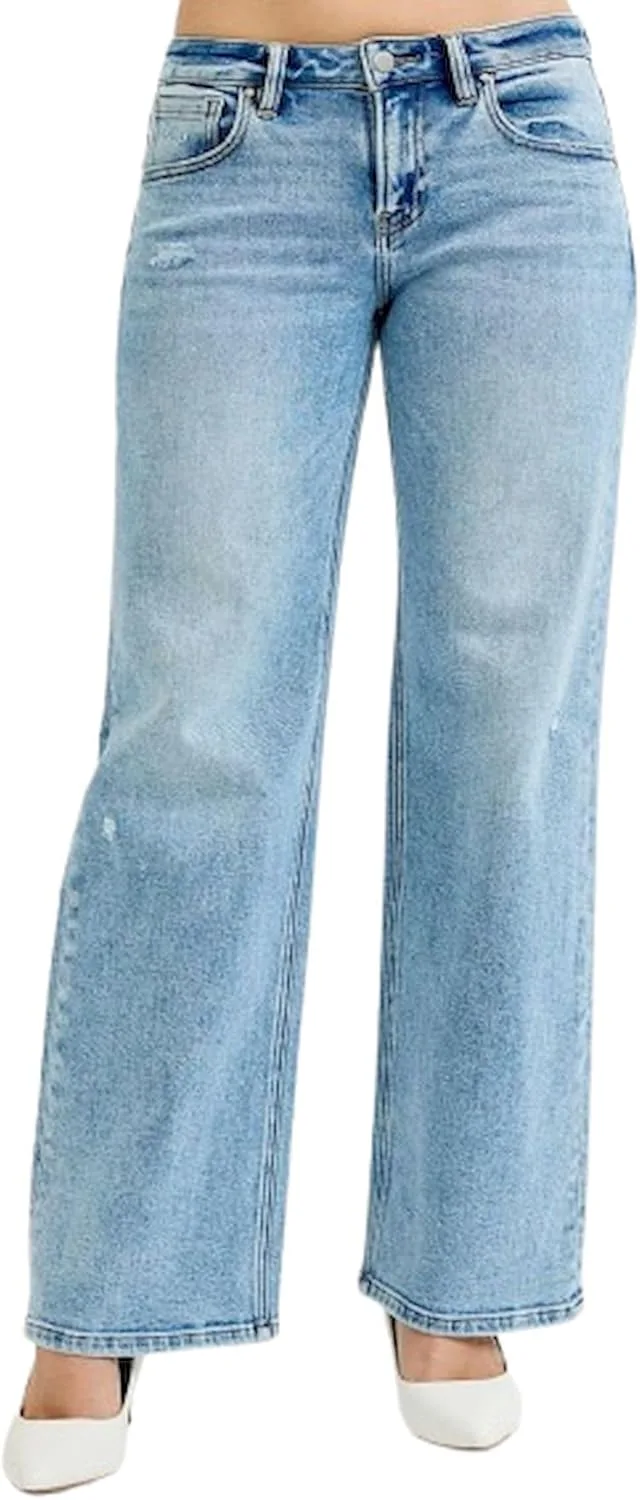 

Женские джинсы с высокой талией и широкими штанинами в ретро-стиле 90-х, светло-голубой деним Yanhoo