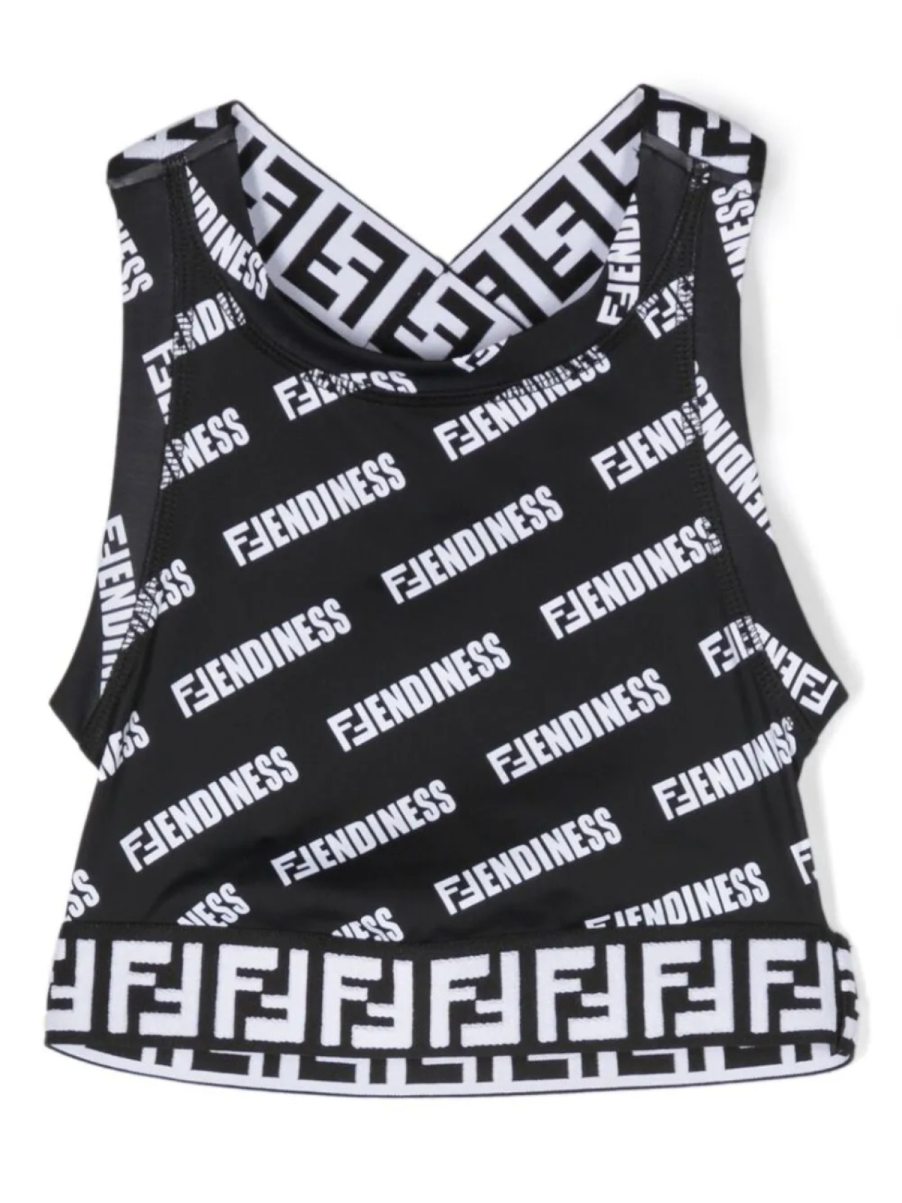 

Топ с логотипом Fendi Kids, черный