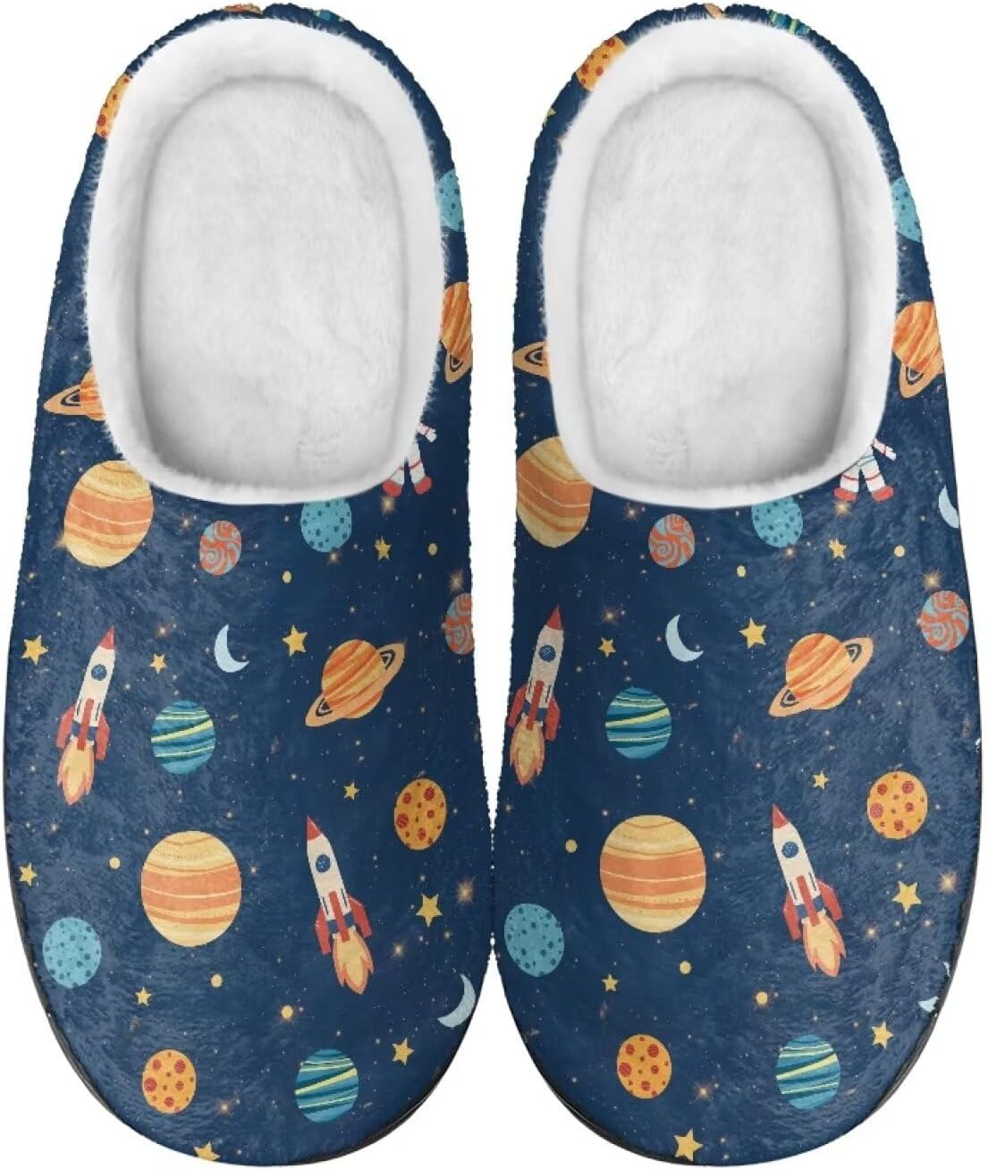 

Уютные домашние тапочки для женщин и мужчин, для дома и улицы, с мягкой, нескользящей подошвой из пены с эффектом памяти, для мамы и папы Noprintge, Rocket Planet