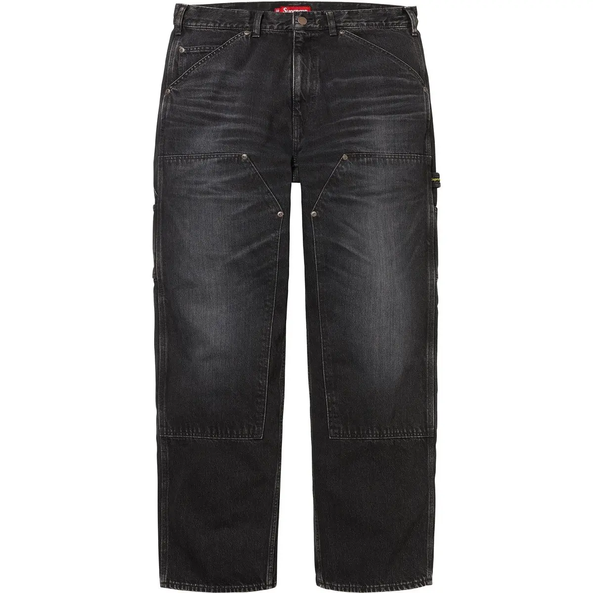 Поношенные рабочие брюки с двойными коленями Supreme, washed синий/washed indigo — фото 3