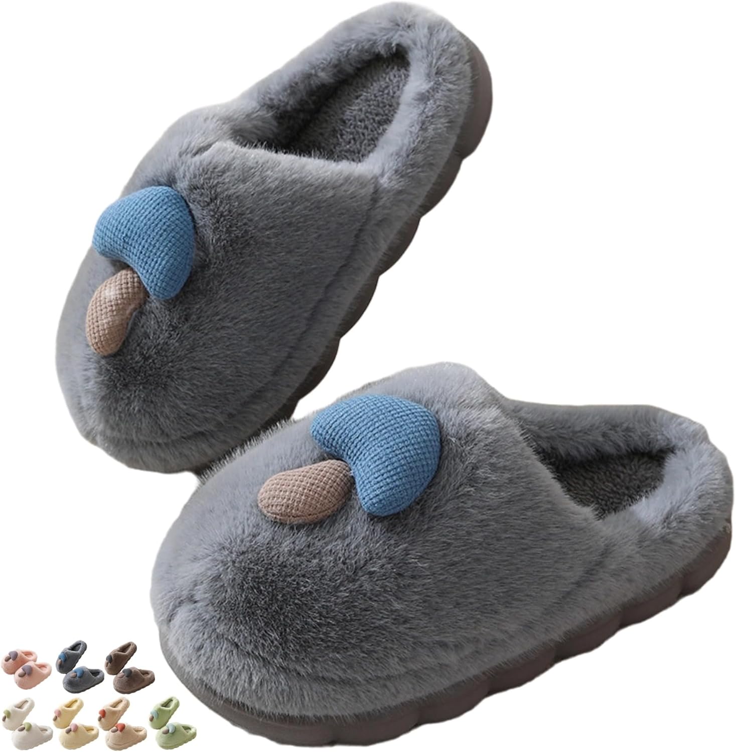 

Iwhgrmp Тапочки-грибы для женщин и мужчин, домашняя обувь, уютные зимние теплые мягкие для дома, для пары, с пушистой нескользящей подошвой, легкие, с толстой подошвой, мягкие женские, серый