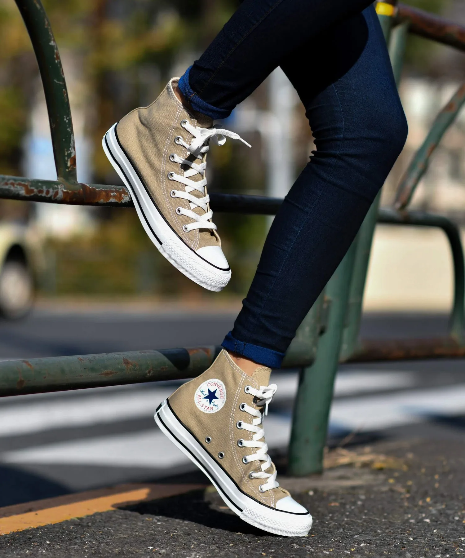 Кроссовки высокие из текстиля CONVERSE ALL STAR COLORS HI бежевые