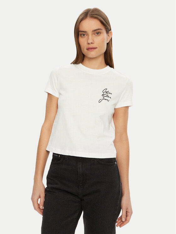 

Облегающая футболка Script Institutional J20J224984 Calvin Klein Jeans, белый