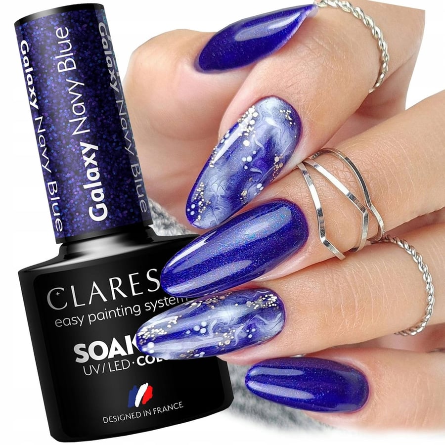 

Claresa Galaxy Navy Blue Hybrid Nail Polish с блестками 5 мл Puderek