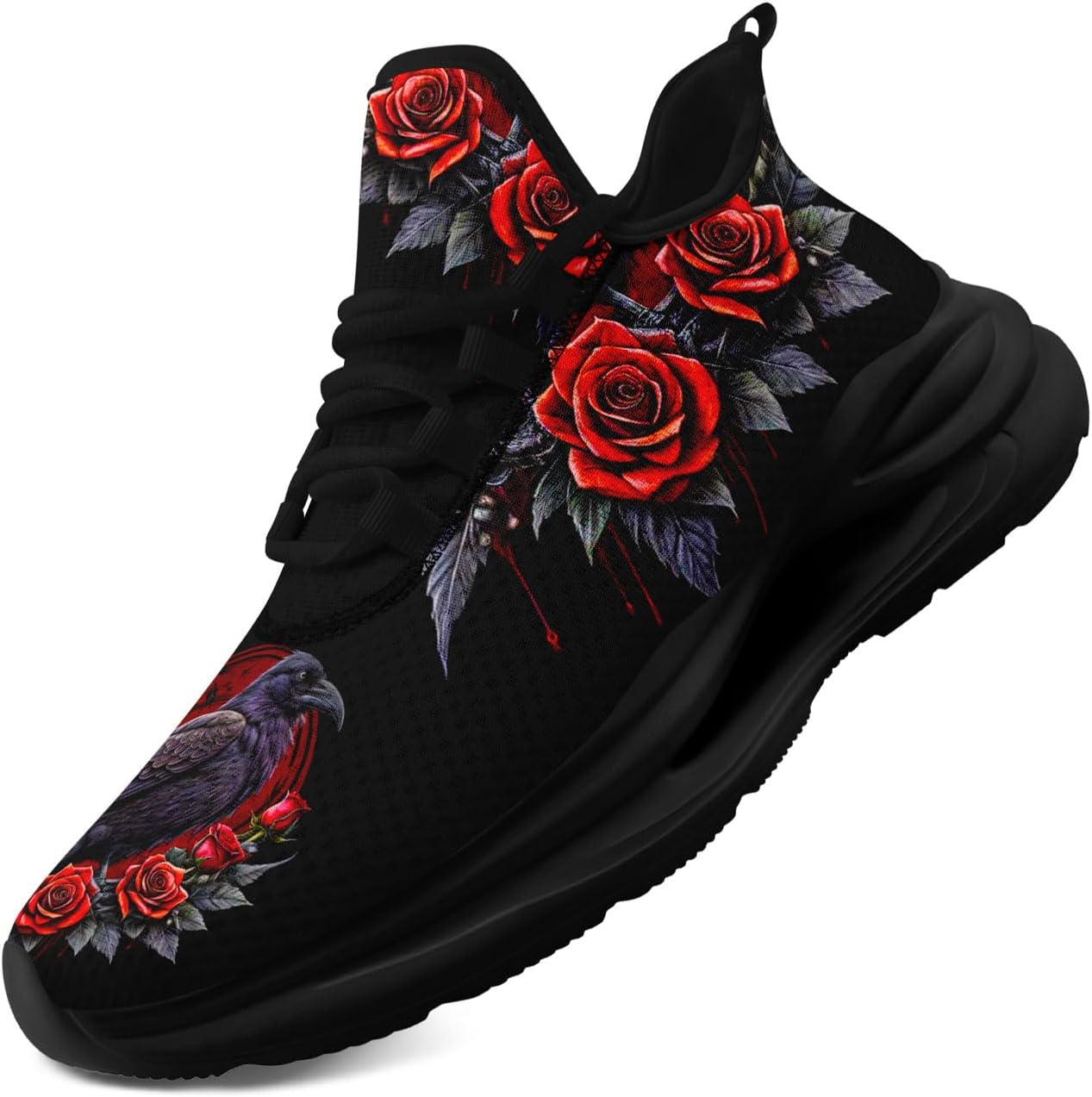 

Мужские легкие беговые кроссовки, удобные, в готическом стиле с черепом, повседневные спортивные кроссовки для тренажерного зала, ходьбы, тенниса, для женщин Coolcustomize, черный