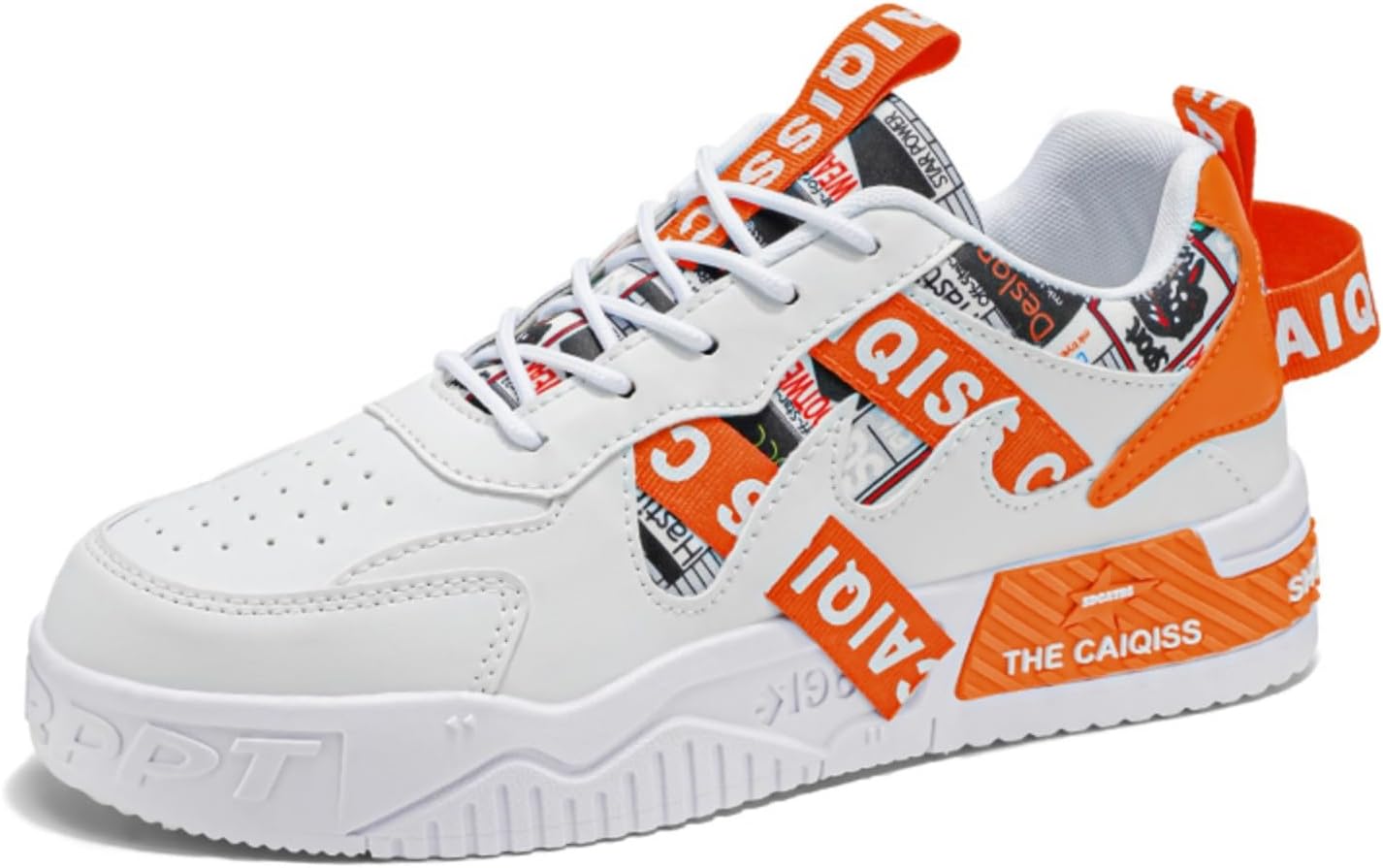 

Мужские высокие легкие кроссовки: стильные для скейтборда и повседневной ходьбы. Уличный дизайн, подходит для всех сезонов Kpdwfms, оранжевый