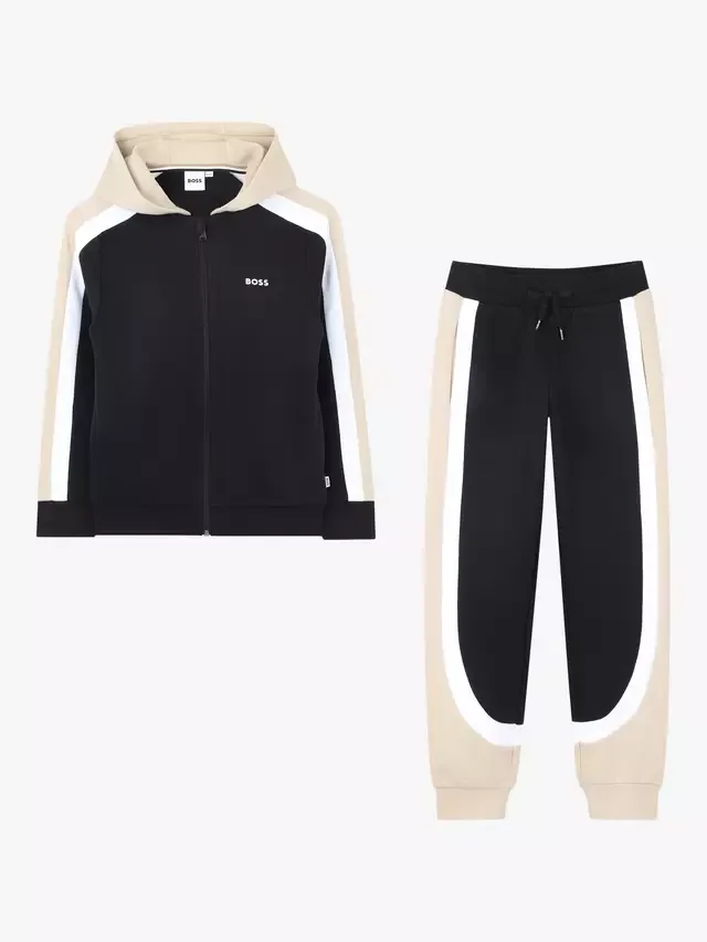Детский спортивный костюм BOSS в полоску с цветными блоками HUGO BOSS, Black