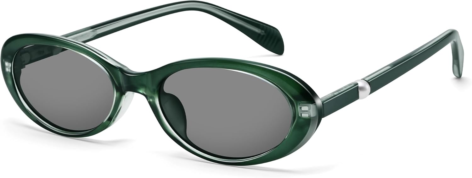 

Ретро-солнцезащитные очки овальной формы для женщин - модные очки в черепаховой оправе с серебристым металлическим кольцом, обеспечивающие защиту от УФ-излучения UV400 GLARDEFE, A3 Green / Grey