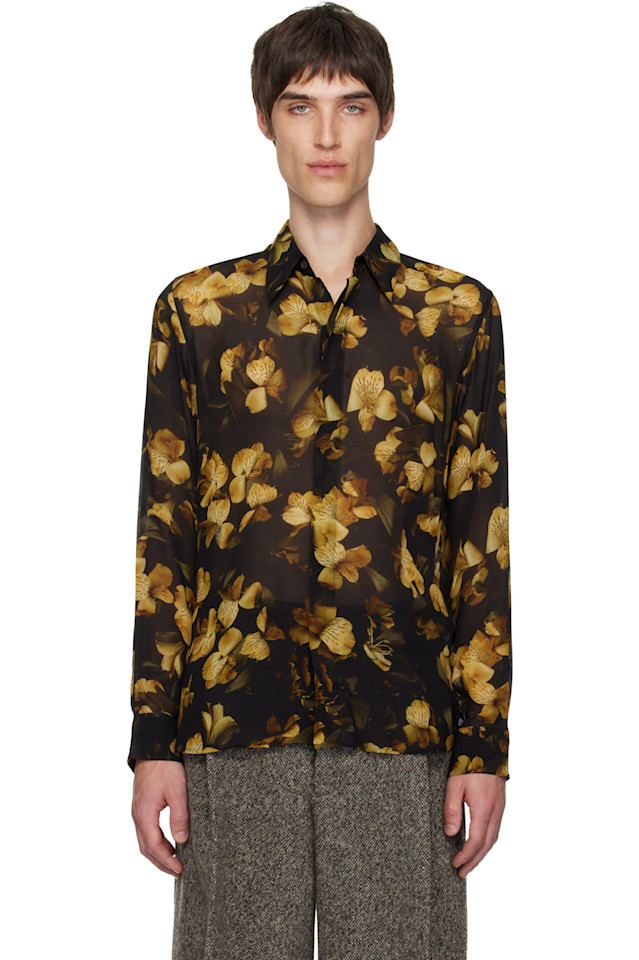 

Dries Van Noten Черная прозрачная вискозная рубашка