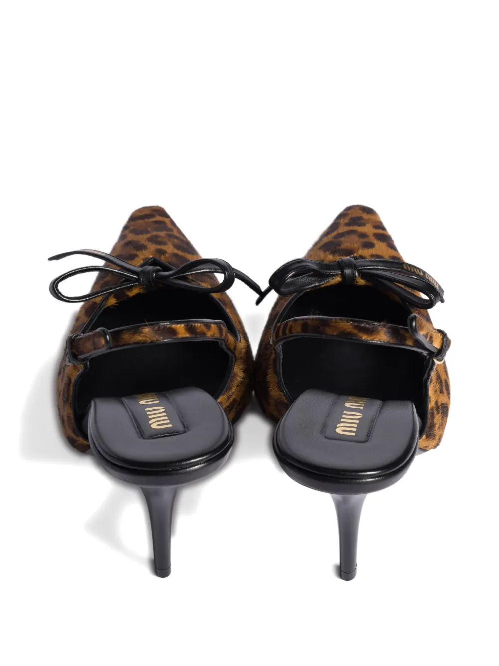 Туфли-лодочки с логотипом Miu Miu, коричневый — фото 3