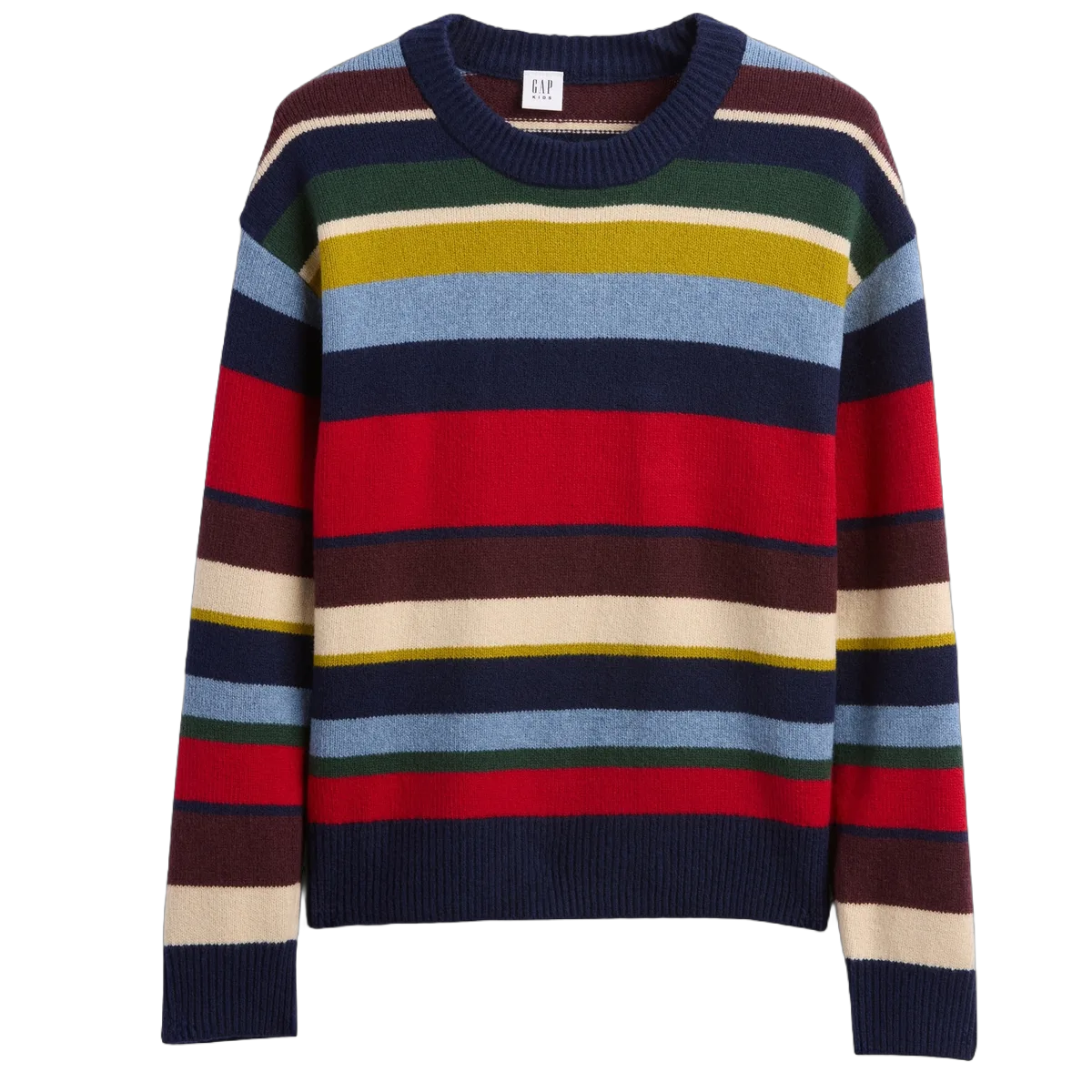 Детский свитер с круглым вырезом GAP, Multicolor Stripes