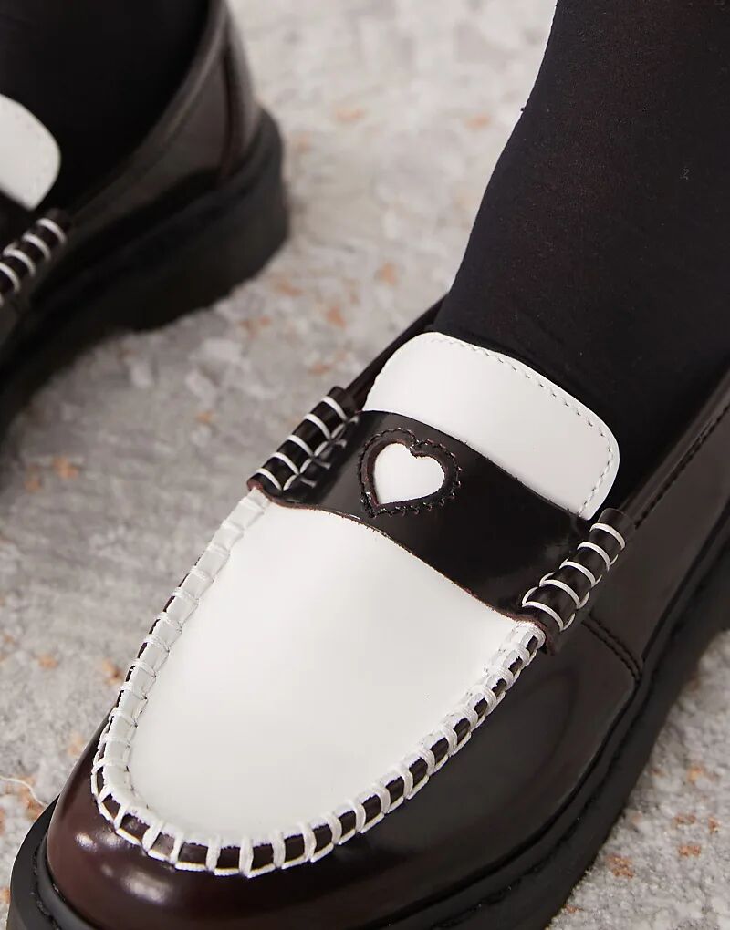 Лоферы Dr Martens Penton Heart в вишнево-красном и белом цветах — фото 2