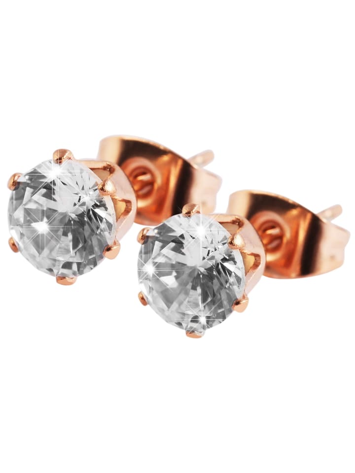 

Adeliás Женские серьги - серьги-гвоздики из нержавеющей стали со стразами, серебристого цвета