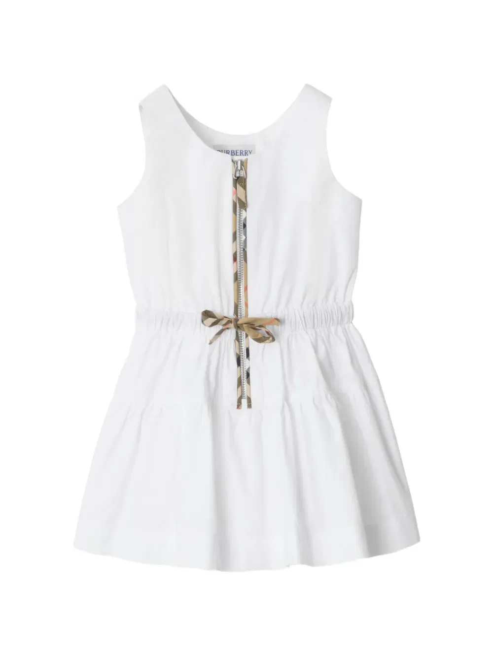 Хлопковое платье на молнии Burberry Kids, белый