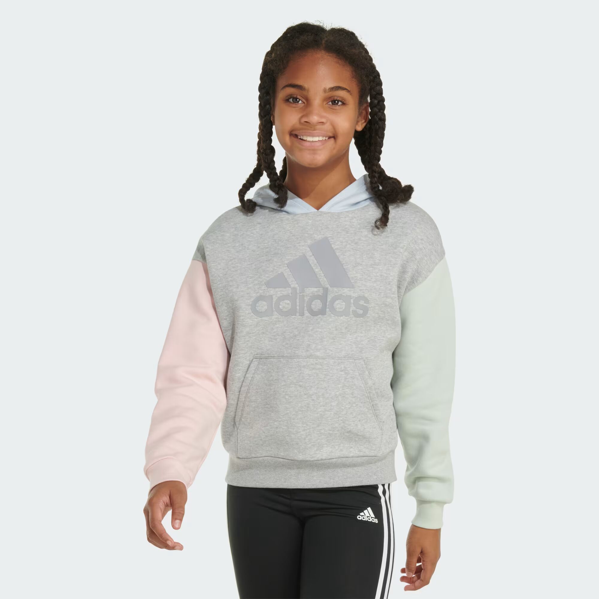 

Худи с длинными рукавами и цветными блоками Adidas, Medium Grey Heather