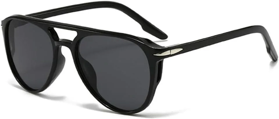 

Женские солнцезащитные очки с двойной перемычкой и заклепками, мужские, синие, UV400, для занятий спортом на открытом воздухе, бега и езды generic, Black Grey