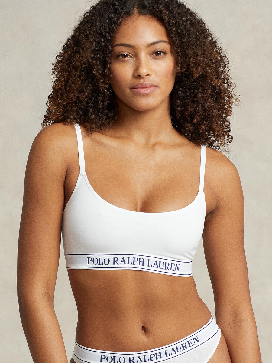 Бюстгальтер-бралетт Polo Ralph Lauren Scoop Bralette - Polo Essentials, White — фото 2