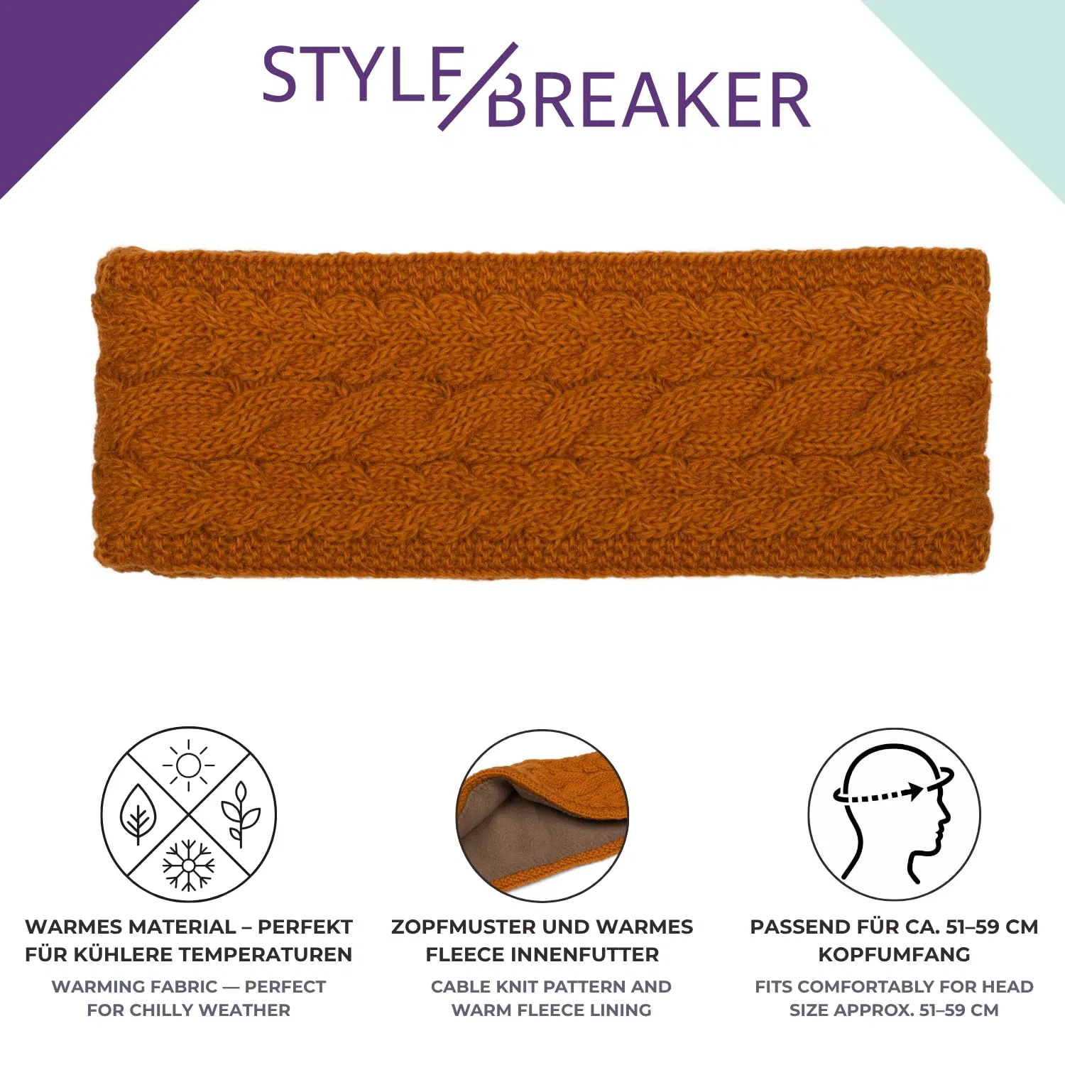 Женская вязаная повязка на голову «Cable Knit» от styleBREAKER Stylebreaker, Darkblue — фото 3
