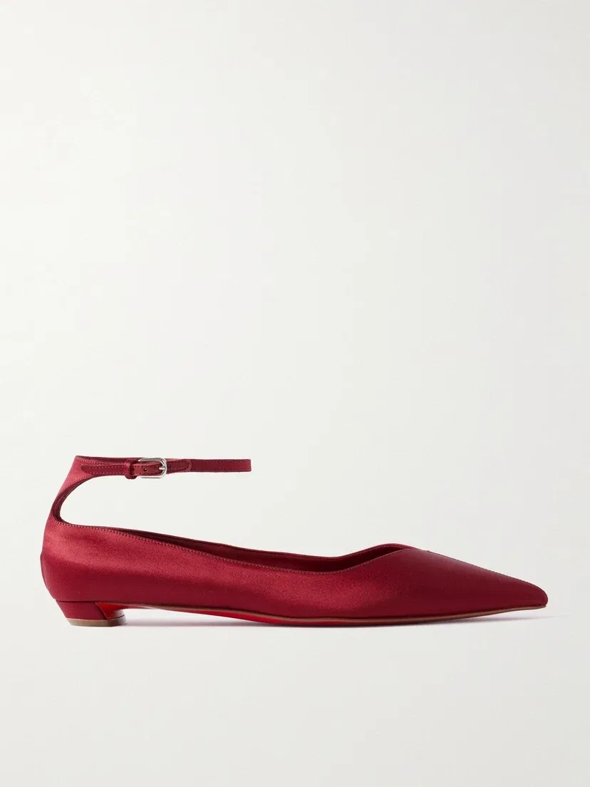 Атласные балетки с острым носком Erozeena Christian Louboutin, красный