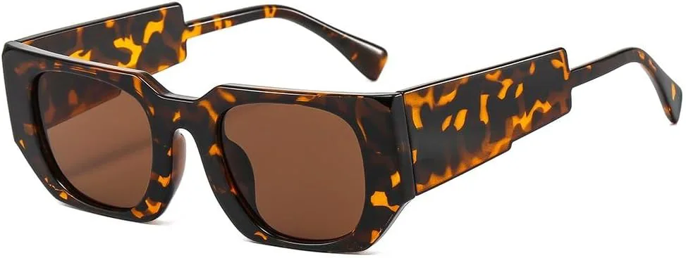 

Ретро-солнцезащитные очки с широкими дужками для женщин, защита от УФ-излучения UV400, модные мужские солнцезащитные очки синего и черного цвета HVTVTLA, Leopard