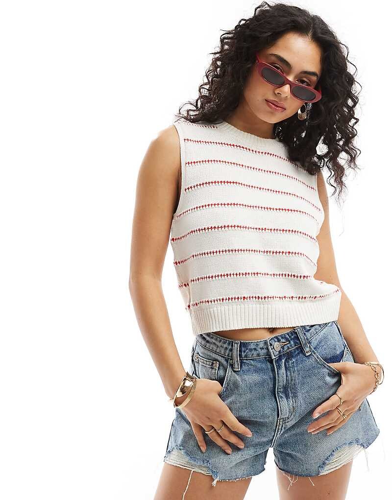 

ASOS DESIGN – Трикотажная майка с полосками из рикка
