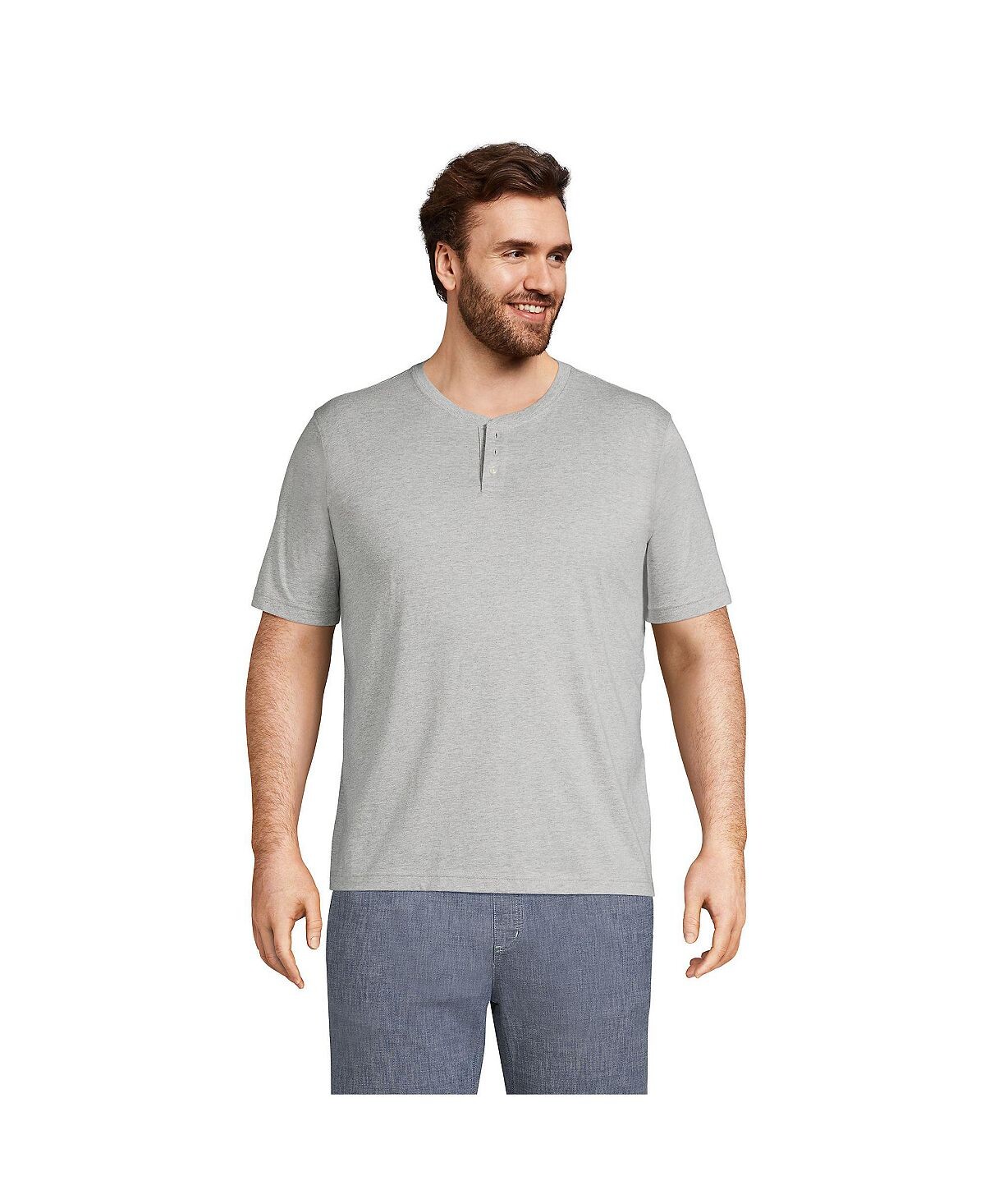 

Мужская футболка Henley Big and Tall с короткими рукавами Super-T Lands' End
