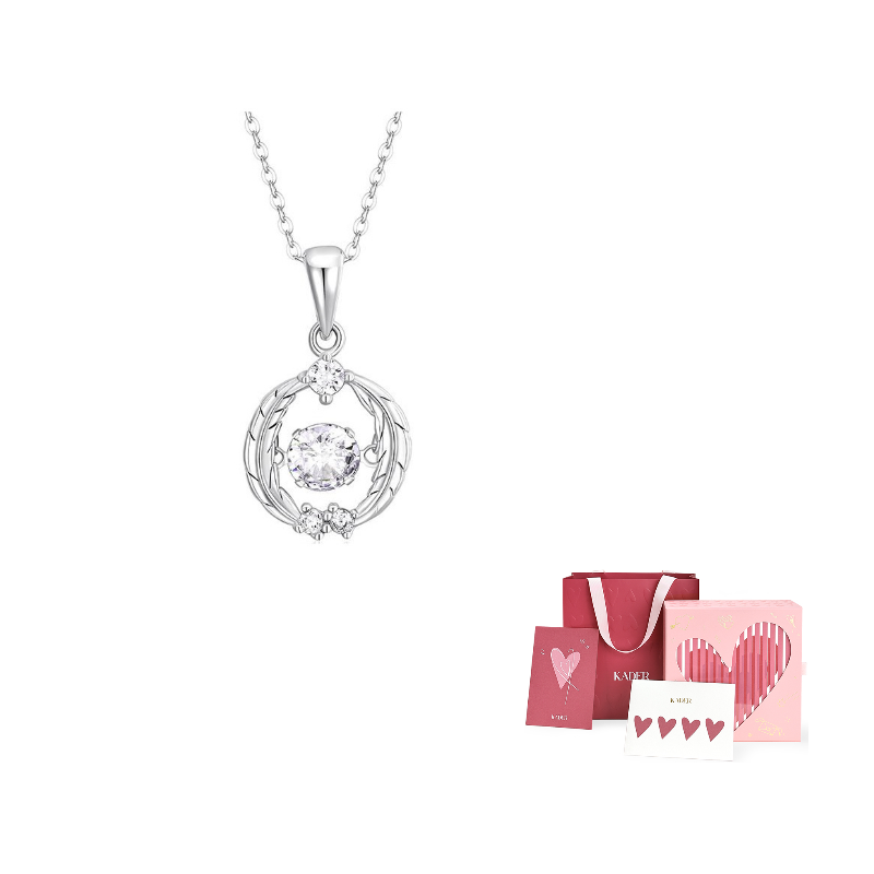 

KADER Серебряное ожерелье с цирконием S925 для женщин, серебристое, в подарочной упаковке "На удачу"