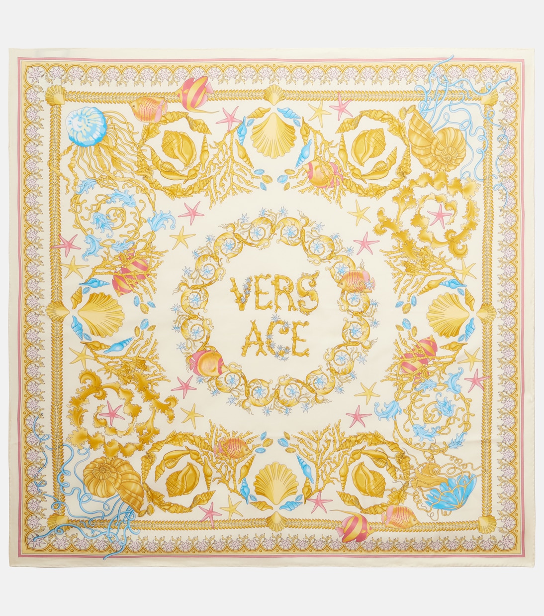 

Шёлковый твилловый шарф Underwater Barocco Versace, Eggshell+Multicolor