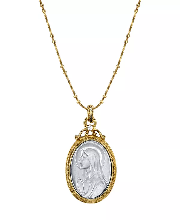 

Ожерелье-Медальон с изображением Девы Марии, покрытой 14-каратным золотом и серебром, 20 дюймов Symbols Of Faith, grey