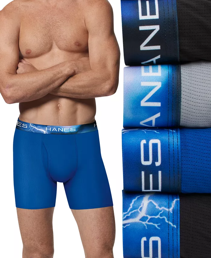 

Мужские классические боксеры Ultimate X-Temp 4 шт., влагоотводящие, сетчатые Hanes, мультиколор