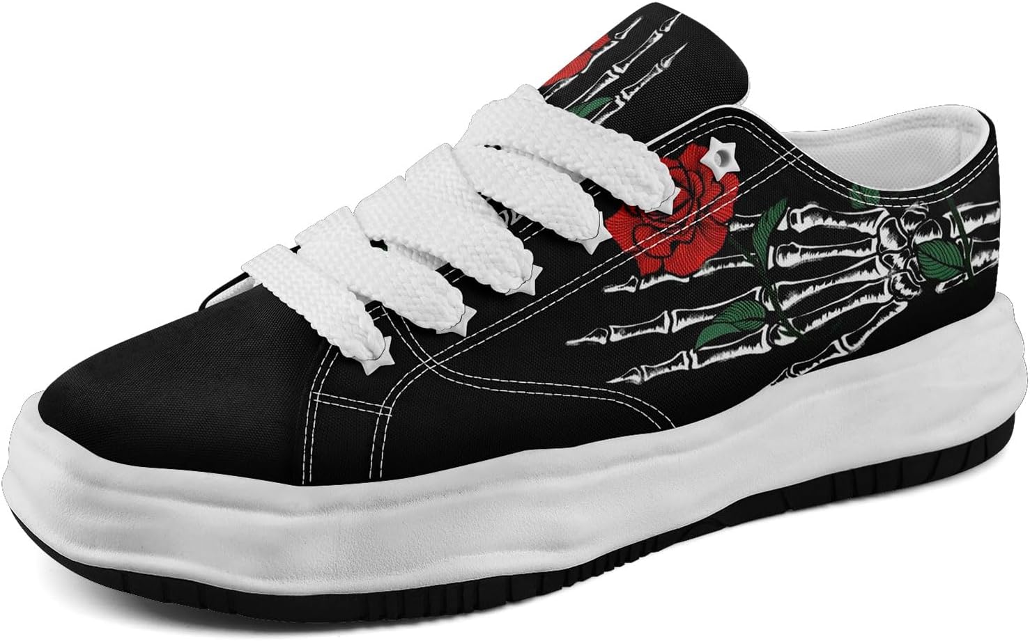 

Мужские готические кроссовки coolcustomize с черепами, модные, повседневные, для скейтбординга, из холщовой ткани, женские, уличная мода, удобные для ходьбы, черный