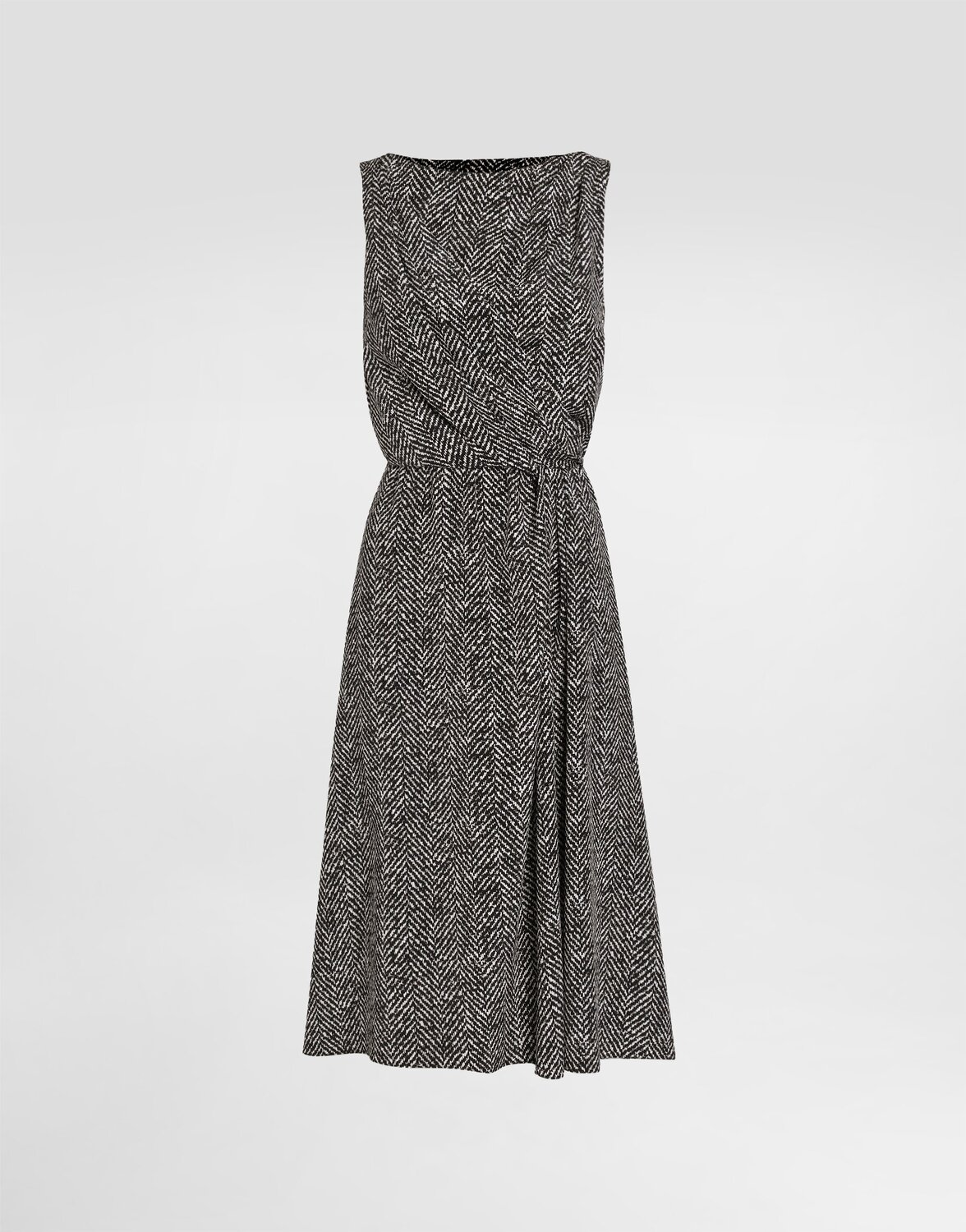 

Коктейльное платье из плотного крепа с узором "елочка" Dolce & Gabbana, мультиколор