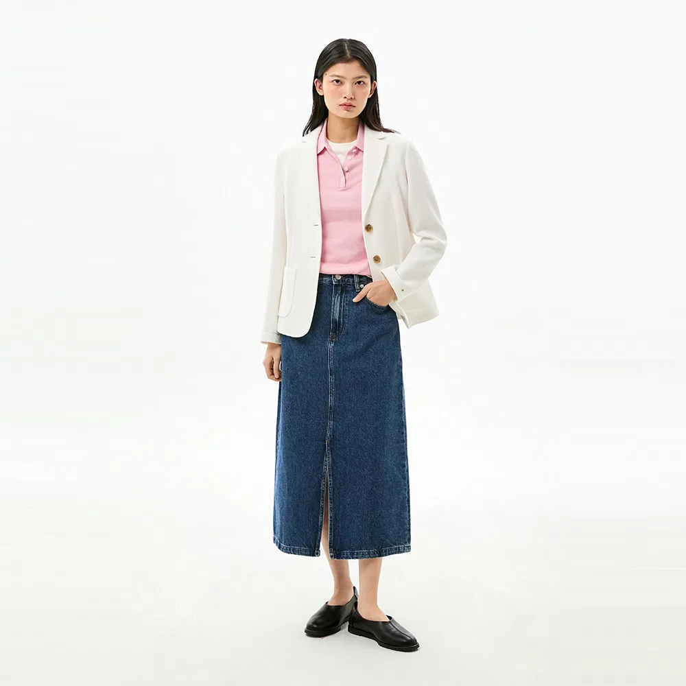 Женский приталенный однобортный блейзер белого цвета от Tommy Hilfiger Women — фото 2