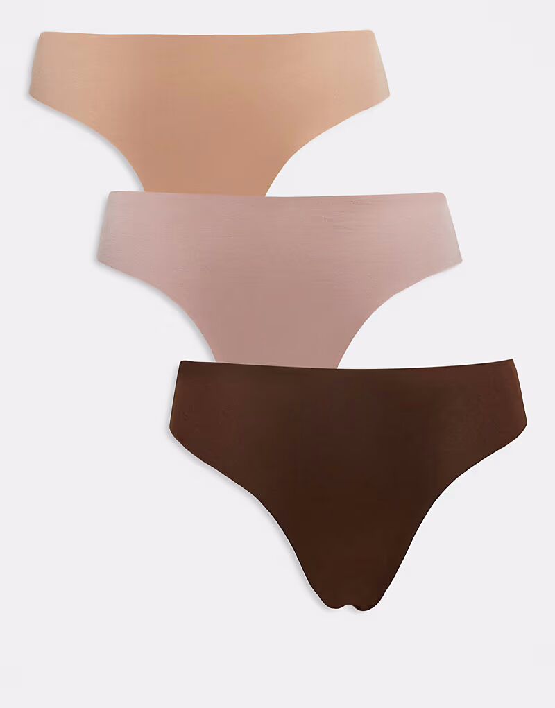 

ASOS DESIGN 3 пары бразильских трусов без VPL в нейтральных тонах
