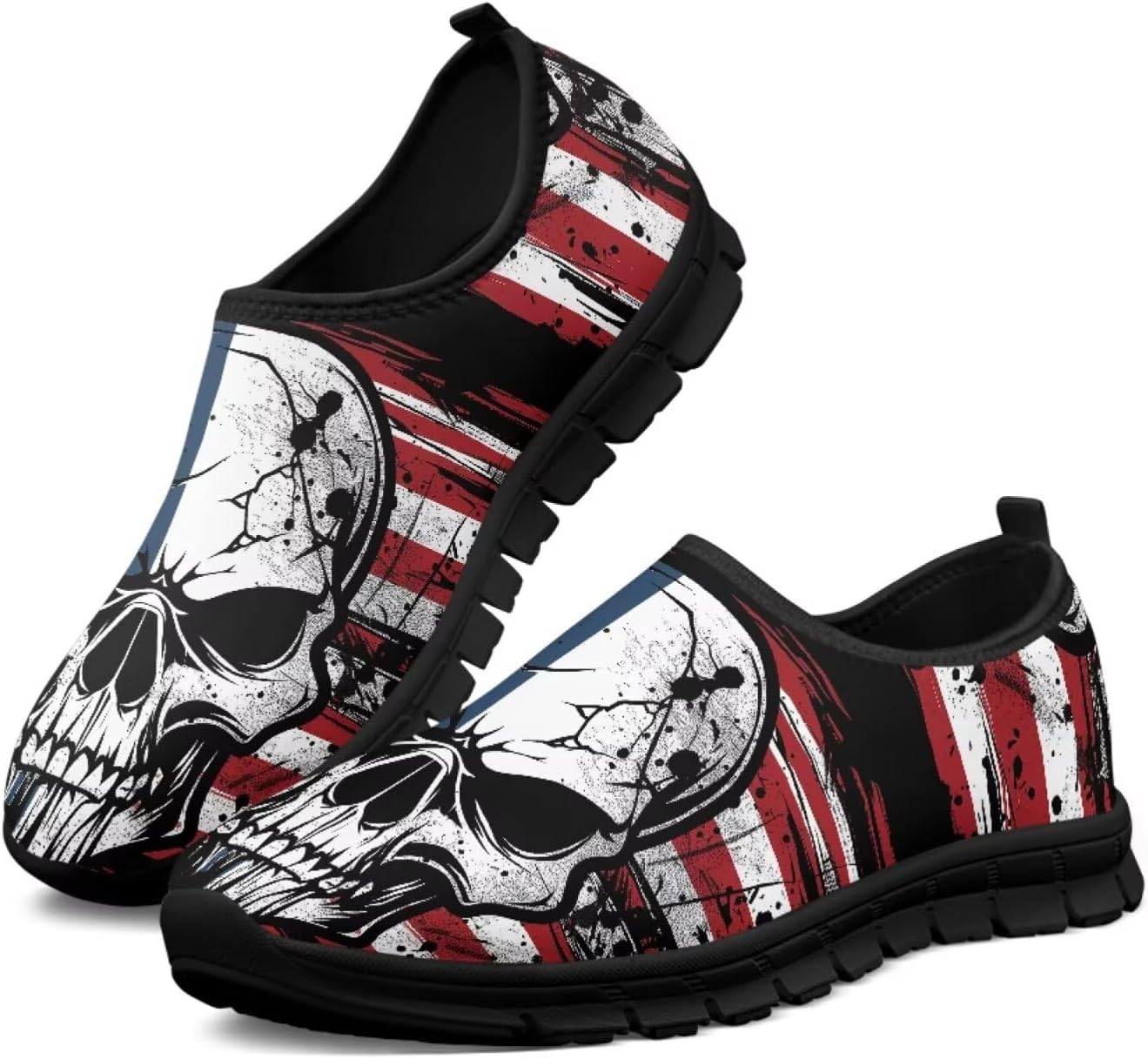 Лоферы без шнурков, унисекс Estailounic, American Flag Skull