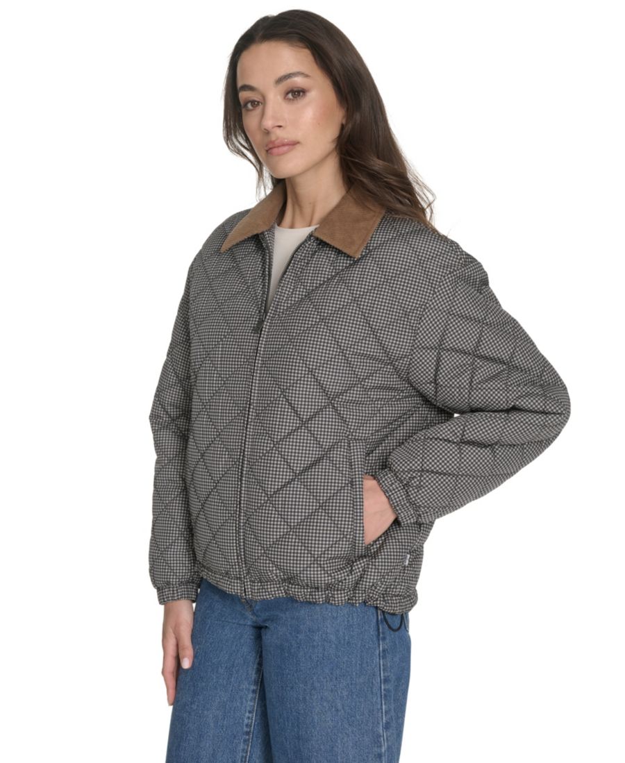 Женская стеганая куртка стандартного размера с ромбовидным узором Levi's, Black/White Gingham — фото 2