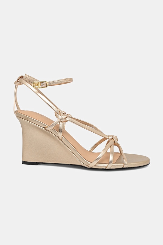 Кожаные сандалии Metal Leather Knots Wedge Sandal Tommy Hilfiger, золотой — фото 2