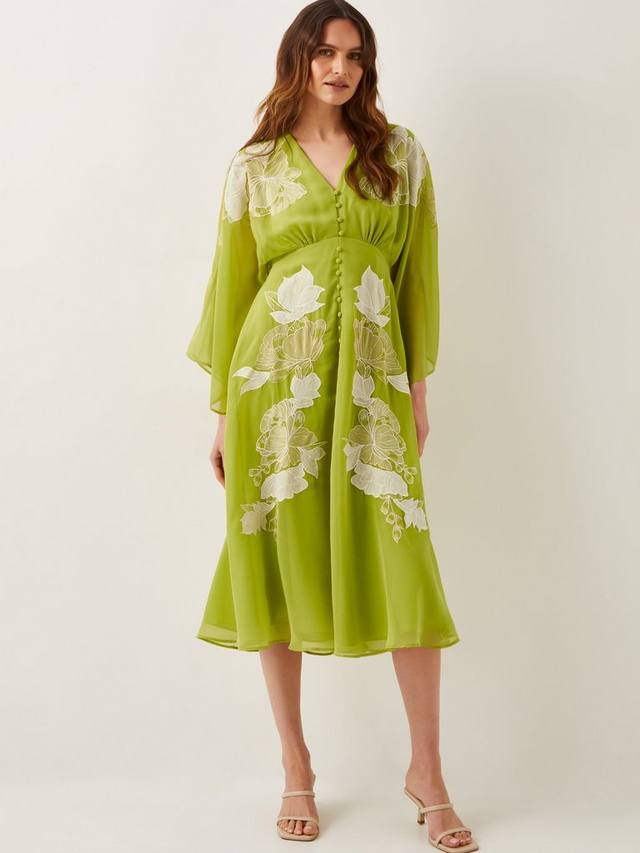 

Миди-платье с цветочной вышивкой от тилли Monsoon, цвет Olive Green