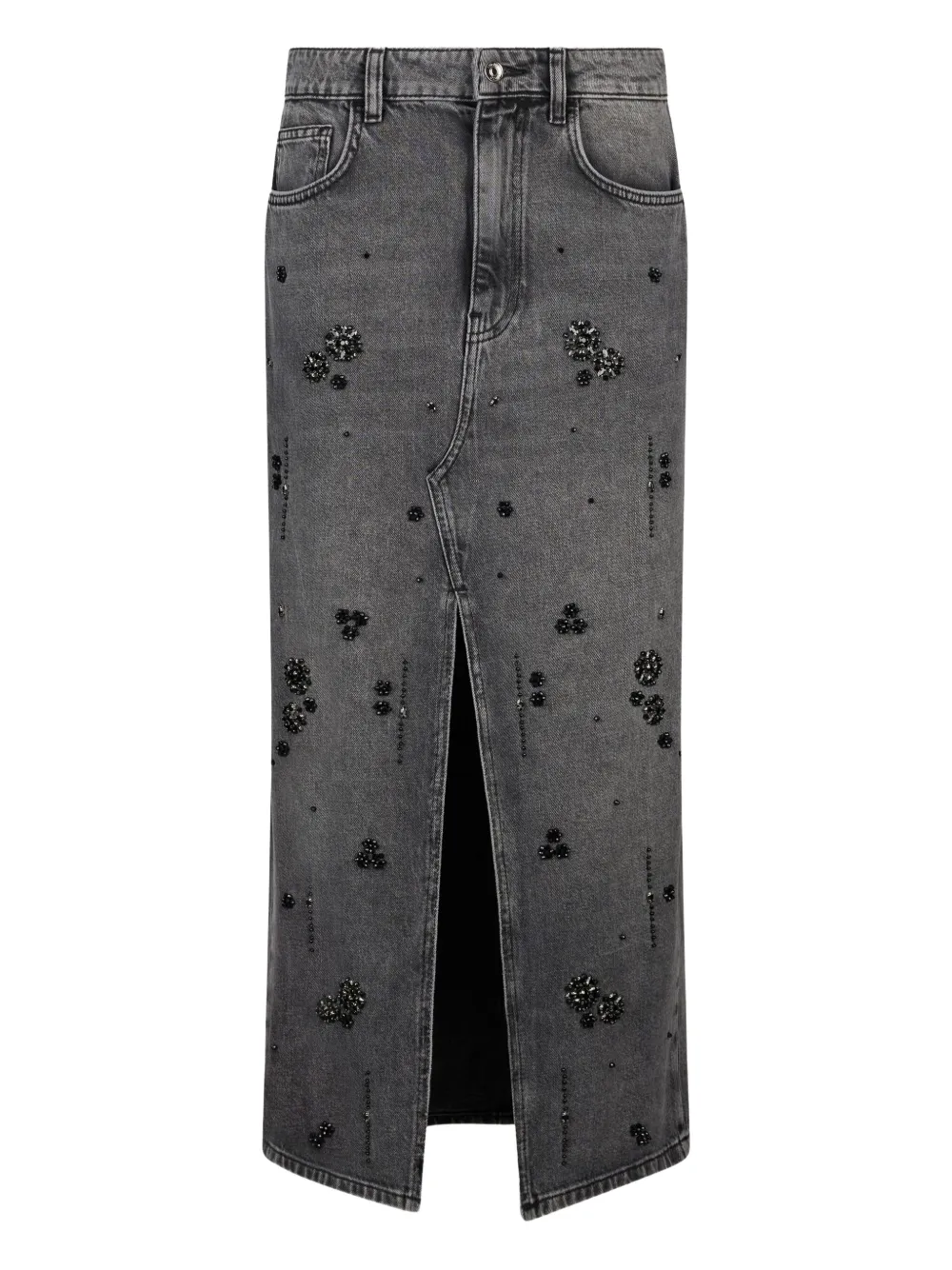 

Юбка миди, украшенная драгоценными камнями LIU JO, черный