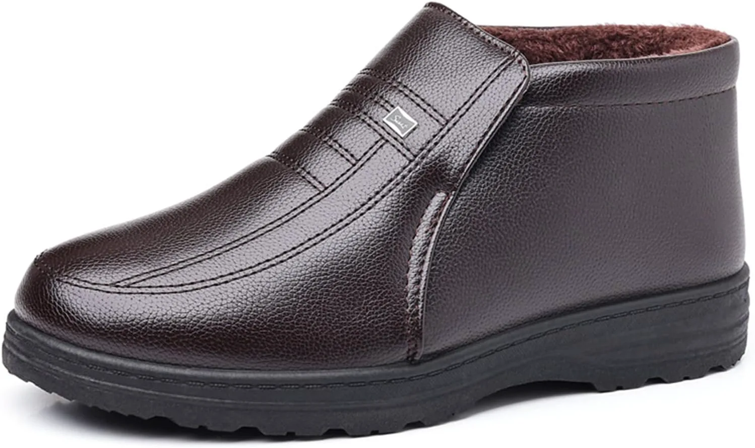 

Мужская обувь повседневная высокие хлопковые туфли для пожилых людей, хлопковые туфли для стариков, мужские кожаные хлопковые повседневные ботинки Generic, коричневый