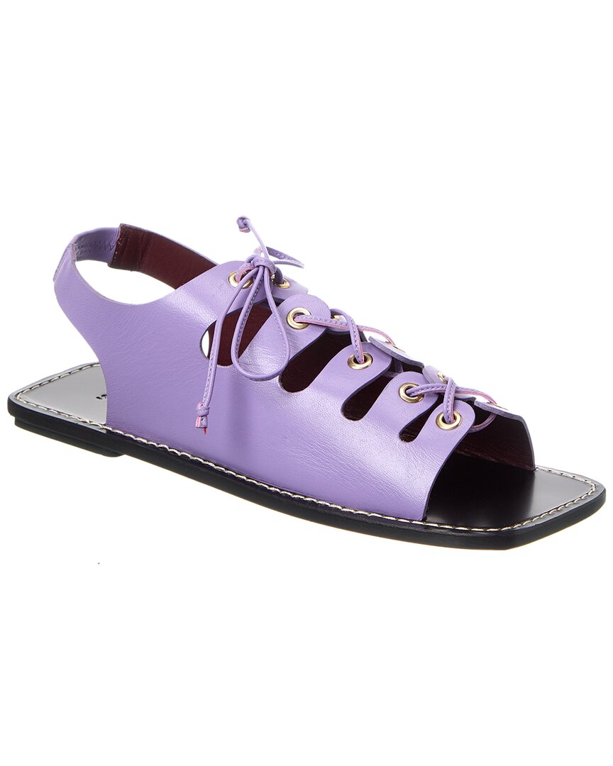 STAUD Quinn Leather Sandal, фиолетовый