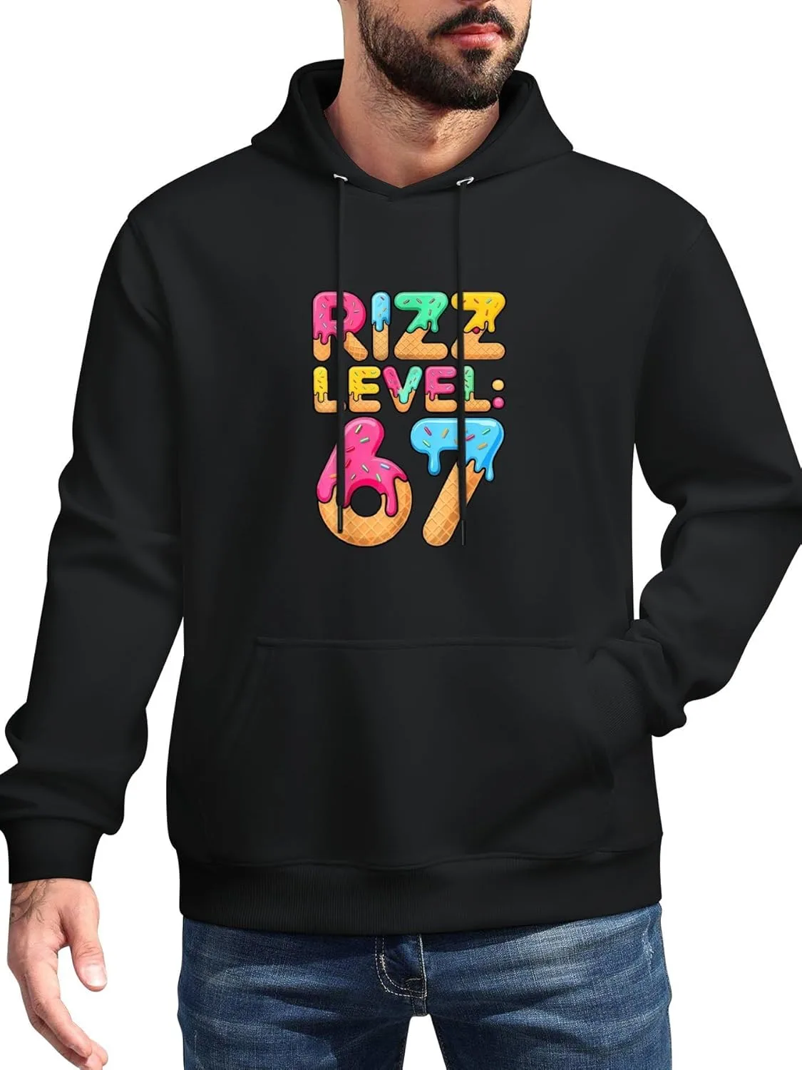 Толстовка с принтом "Rizz Level 67 Ice Cream Drip"
