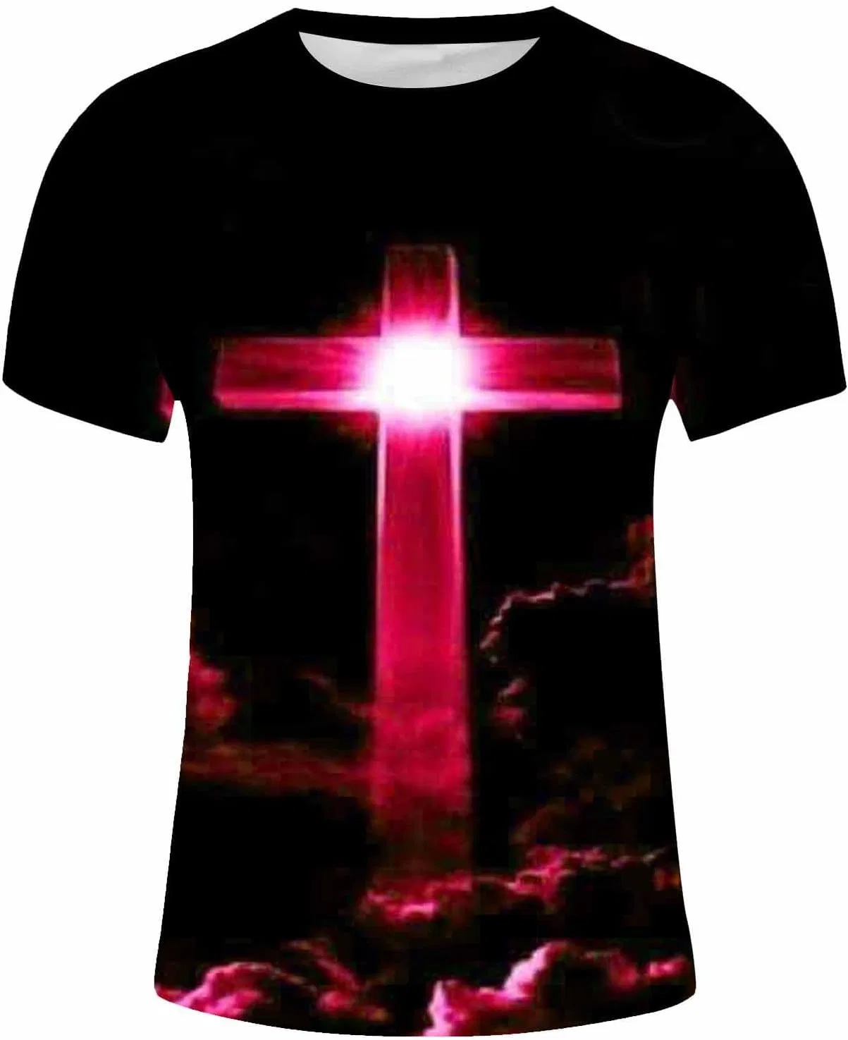 Футболка с принтом Jesus Cross, мужская, Hot Pink — фото 3
