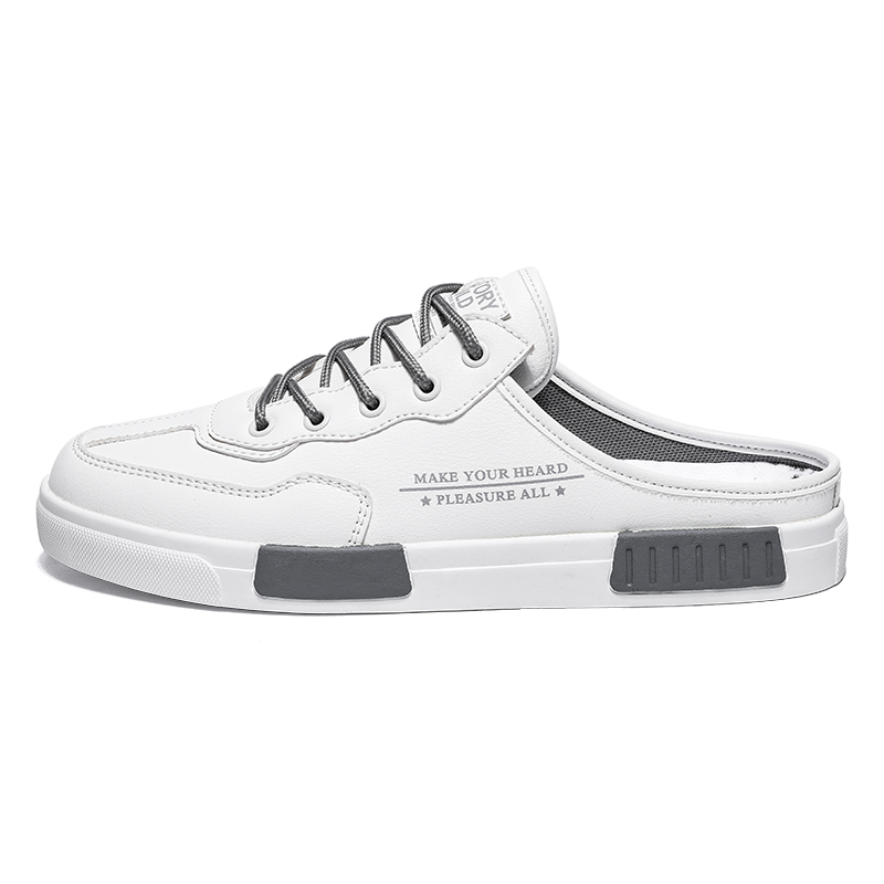 

PLAY COBBLER Мужские противоскользящие тапочки с закрытым носком на резиновой подошве бело-серые, цвет White Gray