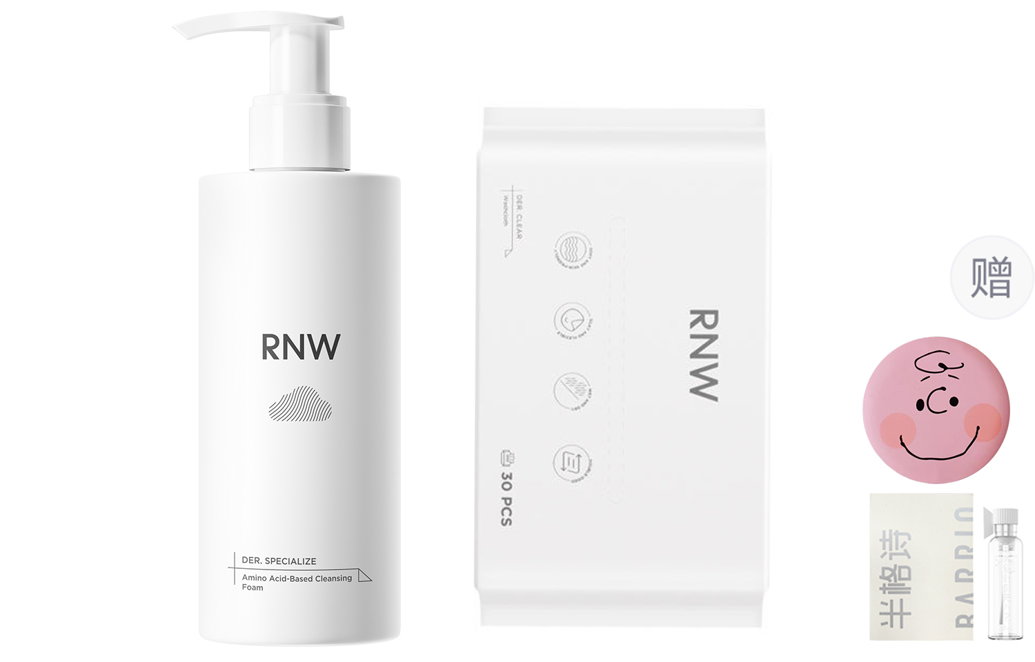 

Набор для глубокого ухода за кожей: пенка для умывания с аминокислотами и мягкие полотенца для лица, увлажняющее очищение RNW