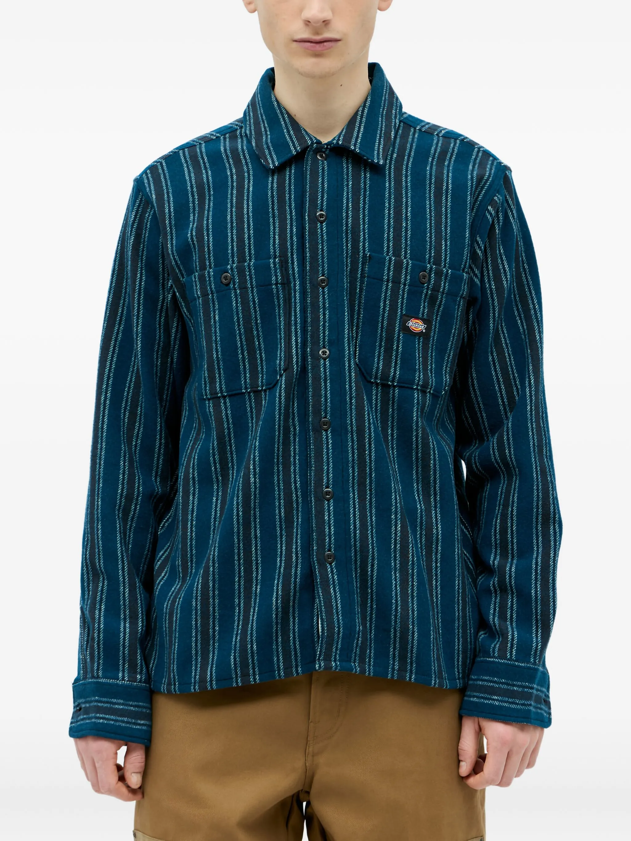 

Полосатая рубашка с длинными рукавами Dickies, синий